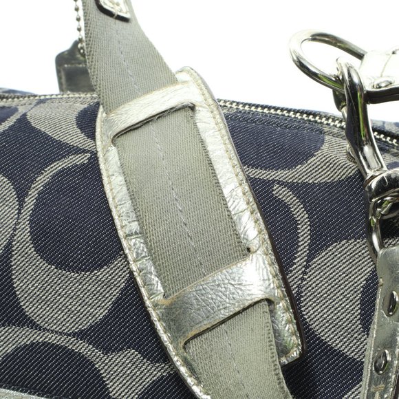 Coach Monogram Denim and Gray Canvas Shoulder Bag Purse - Picture 13 of 15